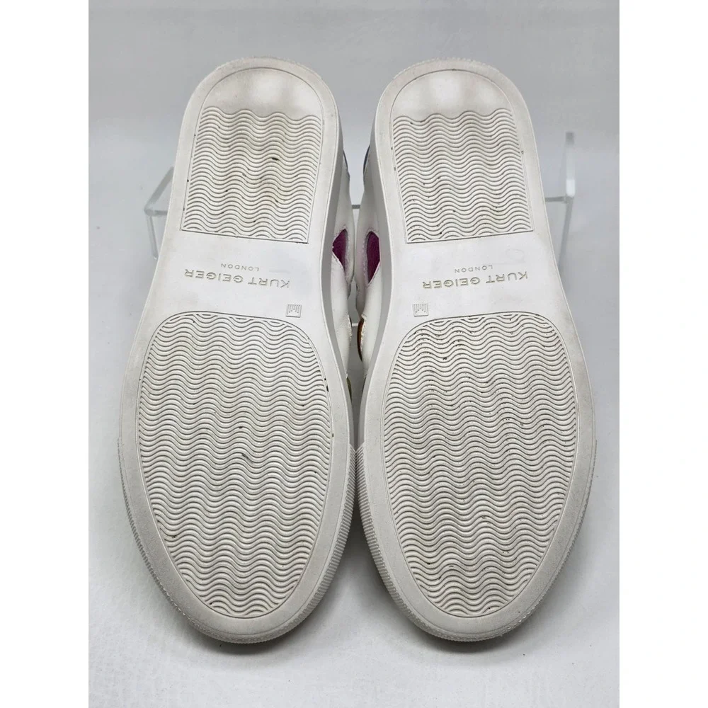 Kurt Geiger Womens London Lane Love White Leather Rainbow Heart Sneakers EU 38.5